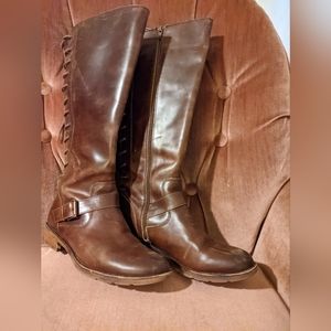 Sofft Kristie Corset Brown Leather Lace Up Tall Boot